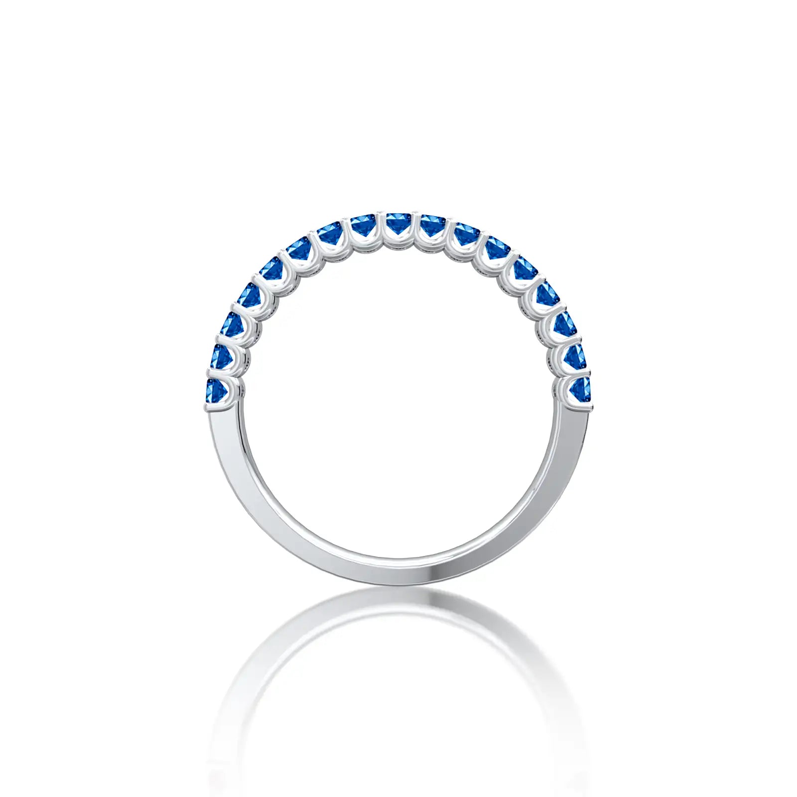 White gold stylish september birthstone half eternity london blue topaz ring