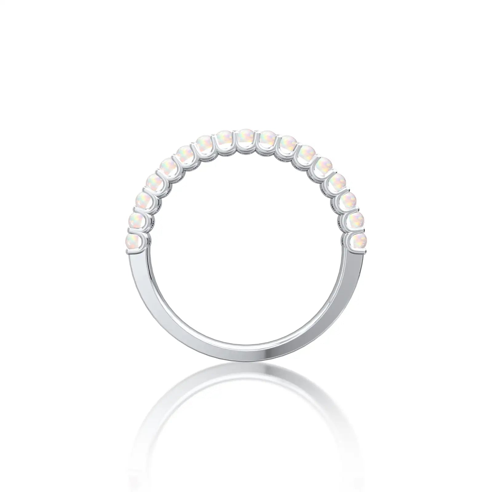 Fortune white gold trendy october birthstone half eternity opal ring
