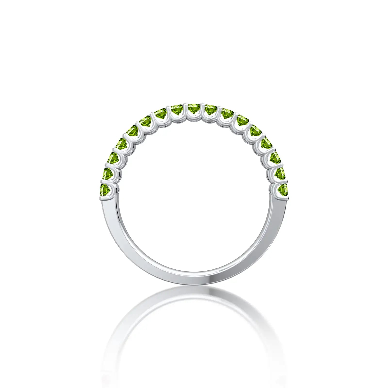 Fortune white gold august birthstone half eternity peridot ring