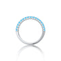 Trendy white gold march birthstone half eternity swiss blue topaz ring