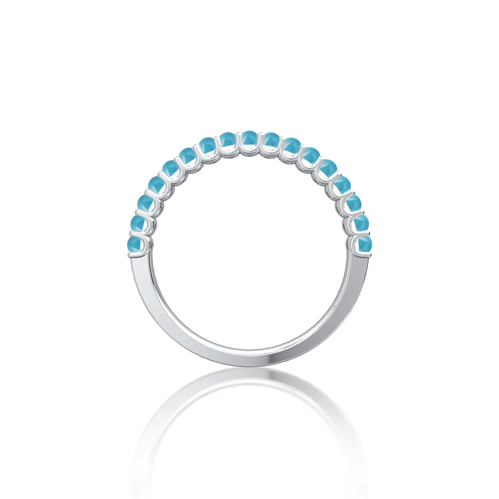 Fortune white gold december birthstone half eternity turquoise ring for women