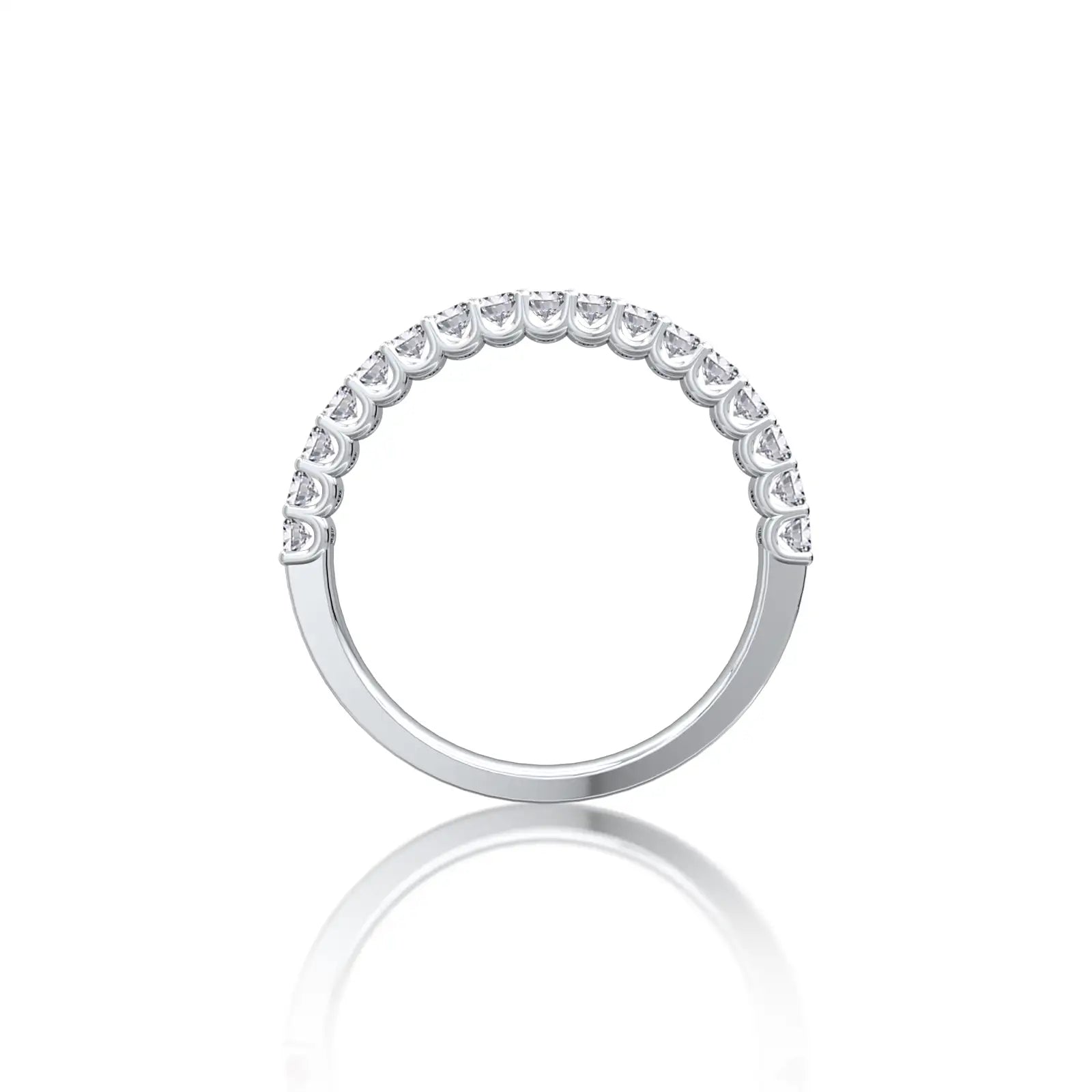 Fortune white gold april birthstone half eternity white topaz ring