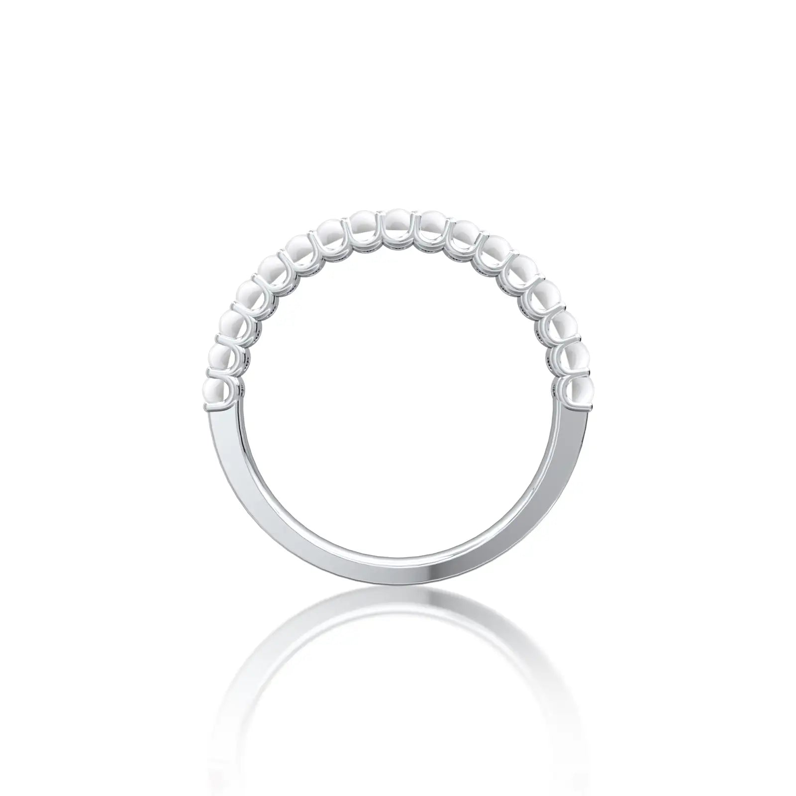 Fortune white gold june birthstone half eternity pearl ring for women
