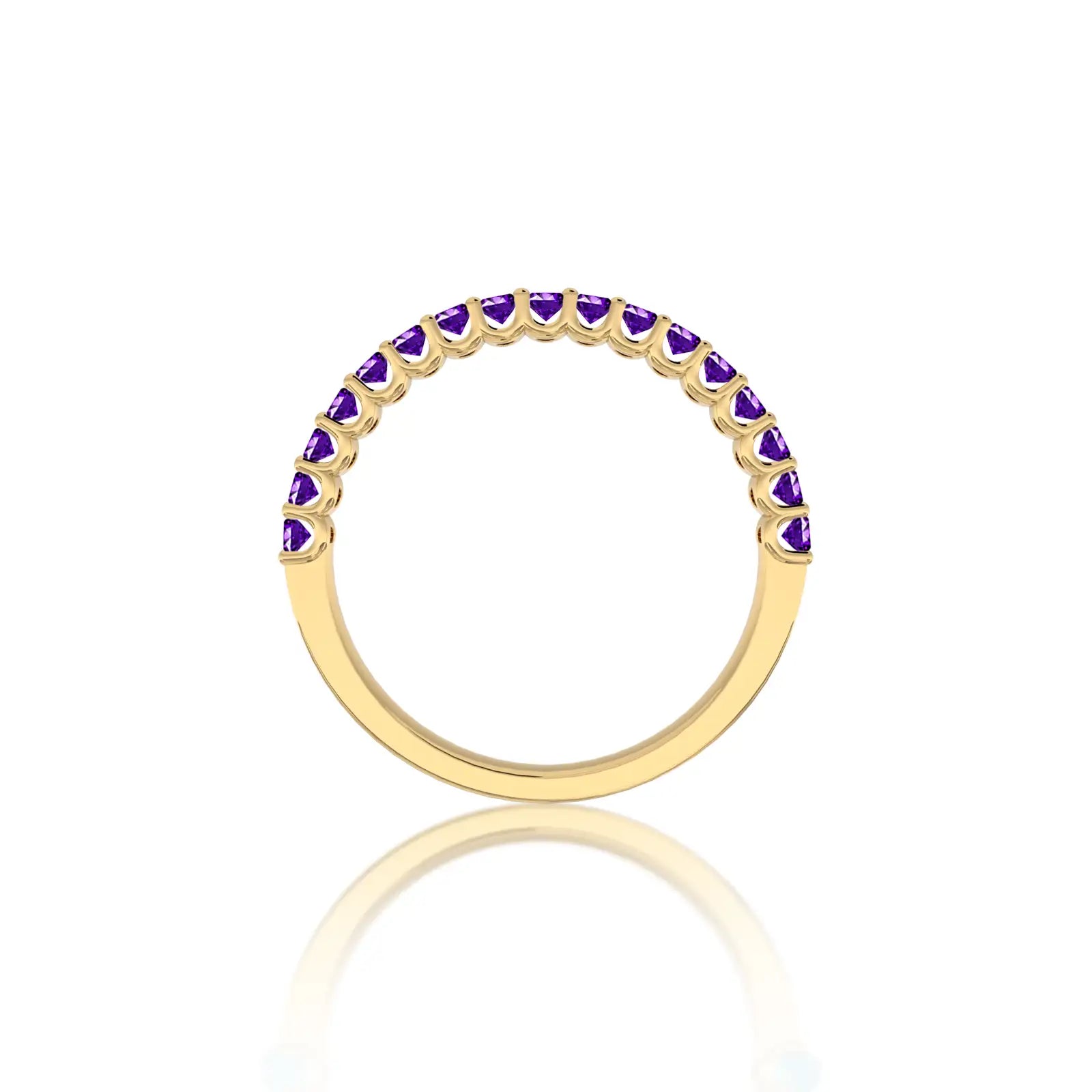 Fortune yellow gold Yellow gold february birthstone half eternity amethyst ring