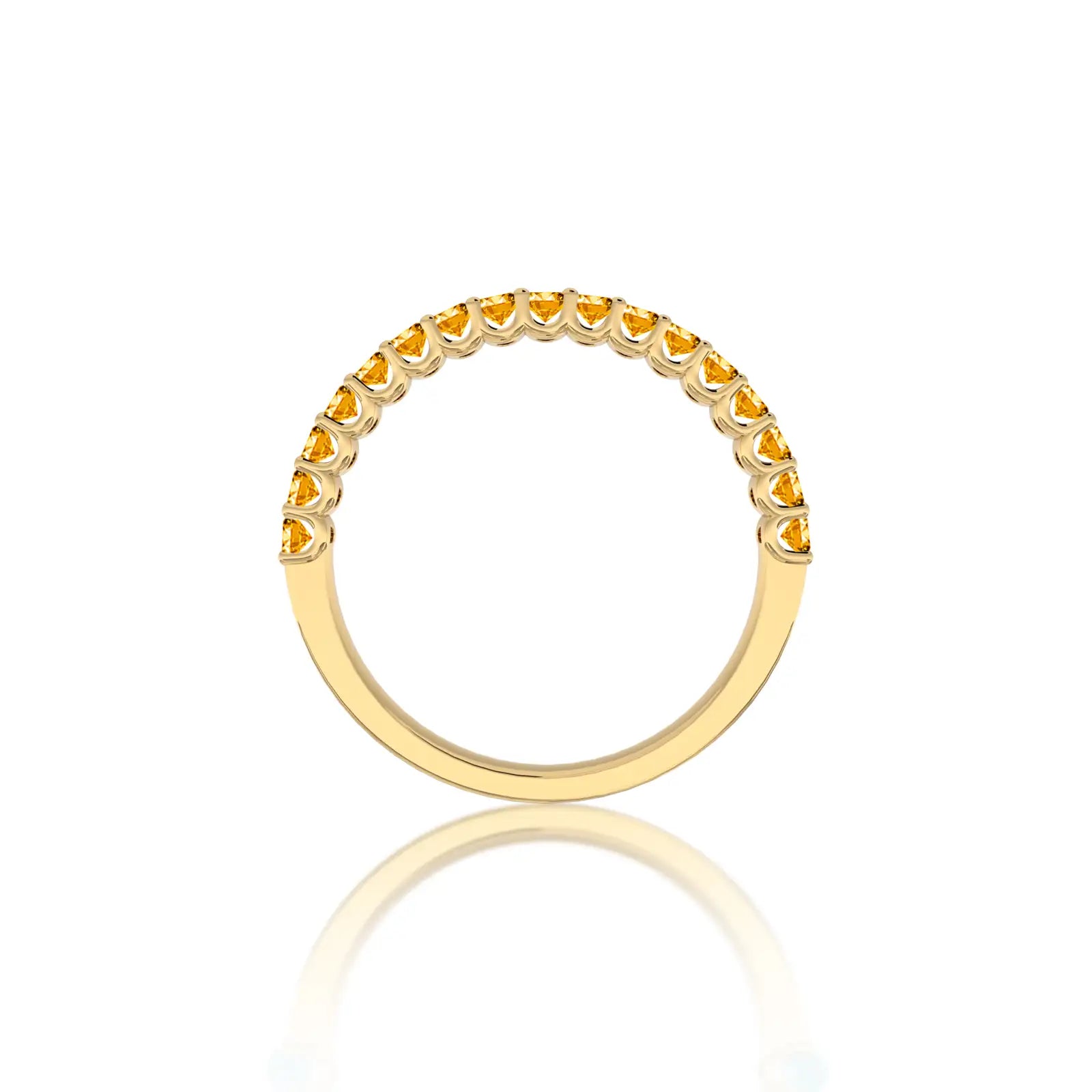Yellow gold november birthstone half eternity citrine ring for women