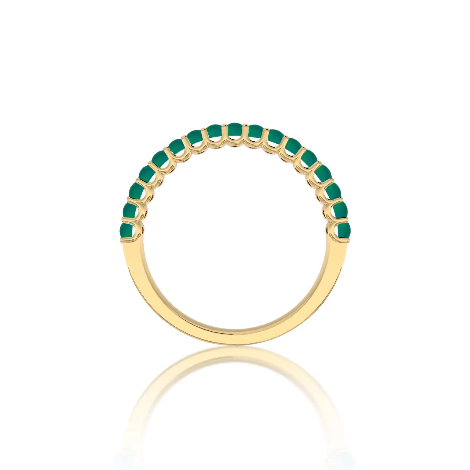 Yellow gold  may birthstone half eternity green agate ring