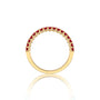 Fortune yellow gold unique july birthstone half eternity opaque ruby ring