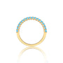 Yellow gold march birthstone half eternity swiss blue topaz ring