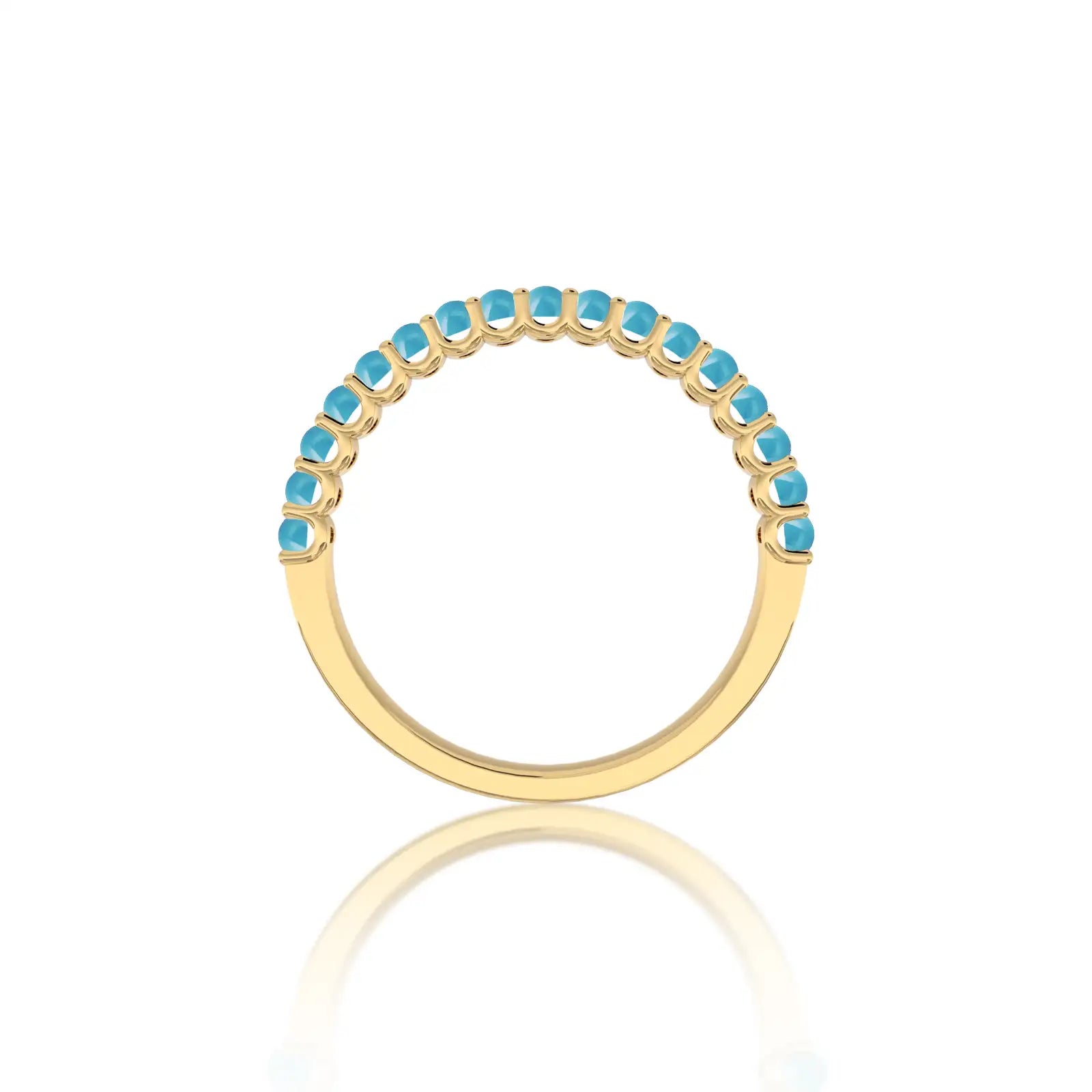 Fortune yellow gold december birthstone half eternity turquoise ring for women