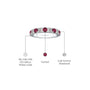 Trendy january birthstone garnet rhythm ring with diamonds descriptive image