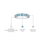 March Birthstone Swiss Blue Topaz Rhythm Ring With Diamonds ring white gold descriptive image