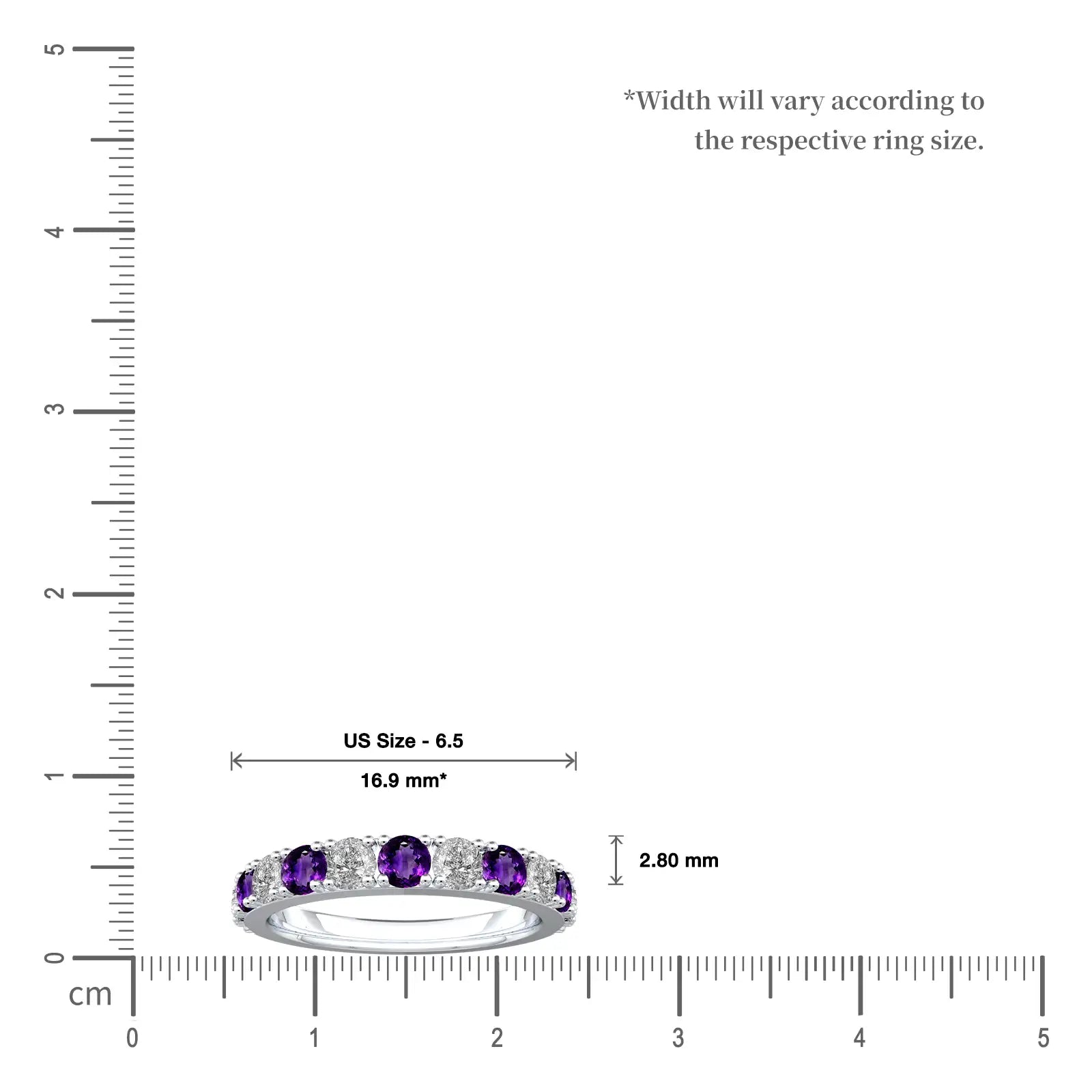 Stylish february birthstone half eternity amethyst ring scale image