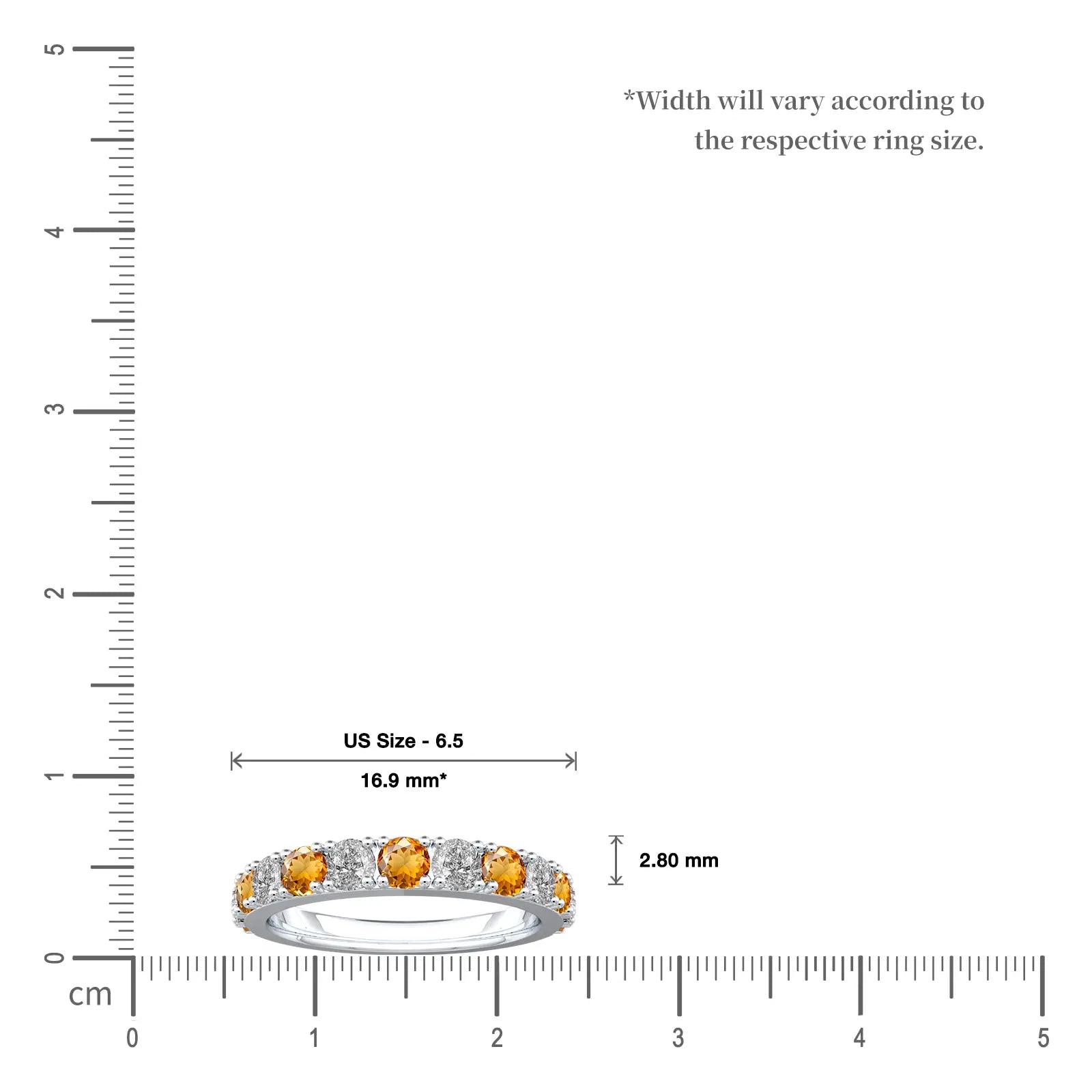 November birthstone citrine rhythm ring with diamonds valentine gift scale image