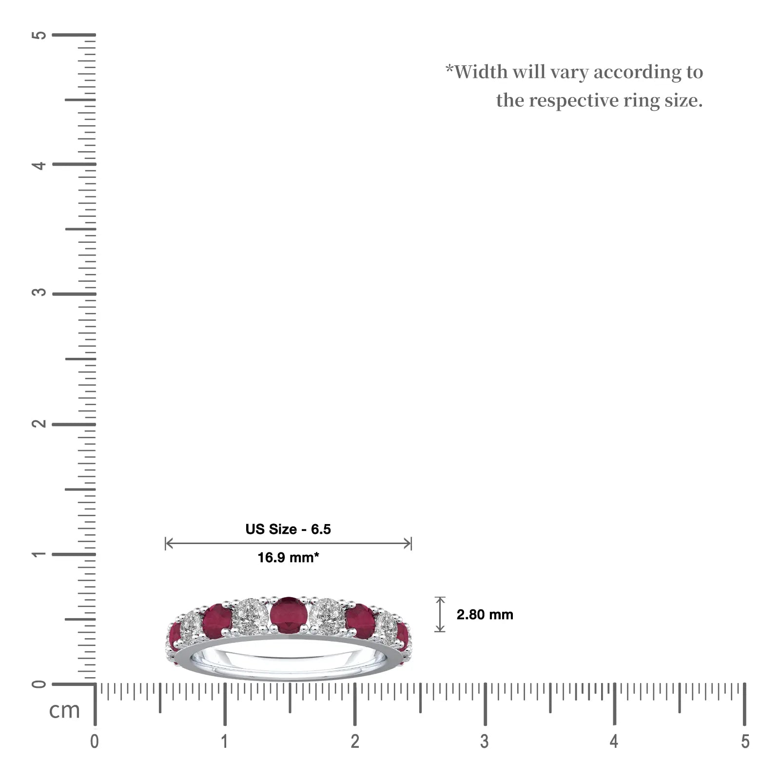 Trendy january birthstone garnet rhythm ring with diamonds scale image