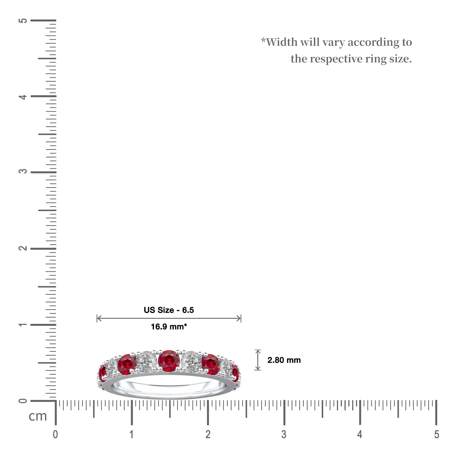 Opaque Ruby Rhythm Ring With Diamonds white gold scale image