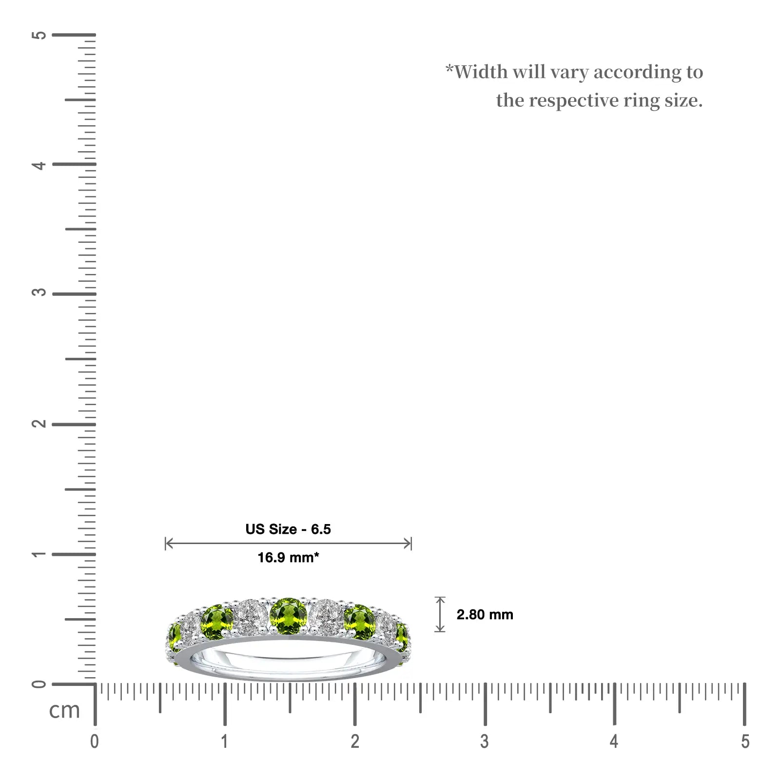 Peridot Rhythm Ring With Diamonds for gifting scale image