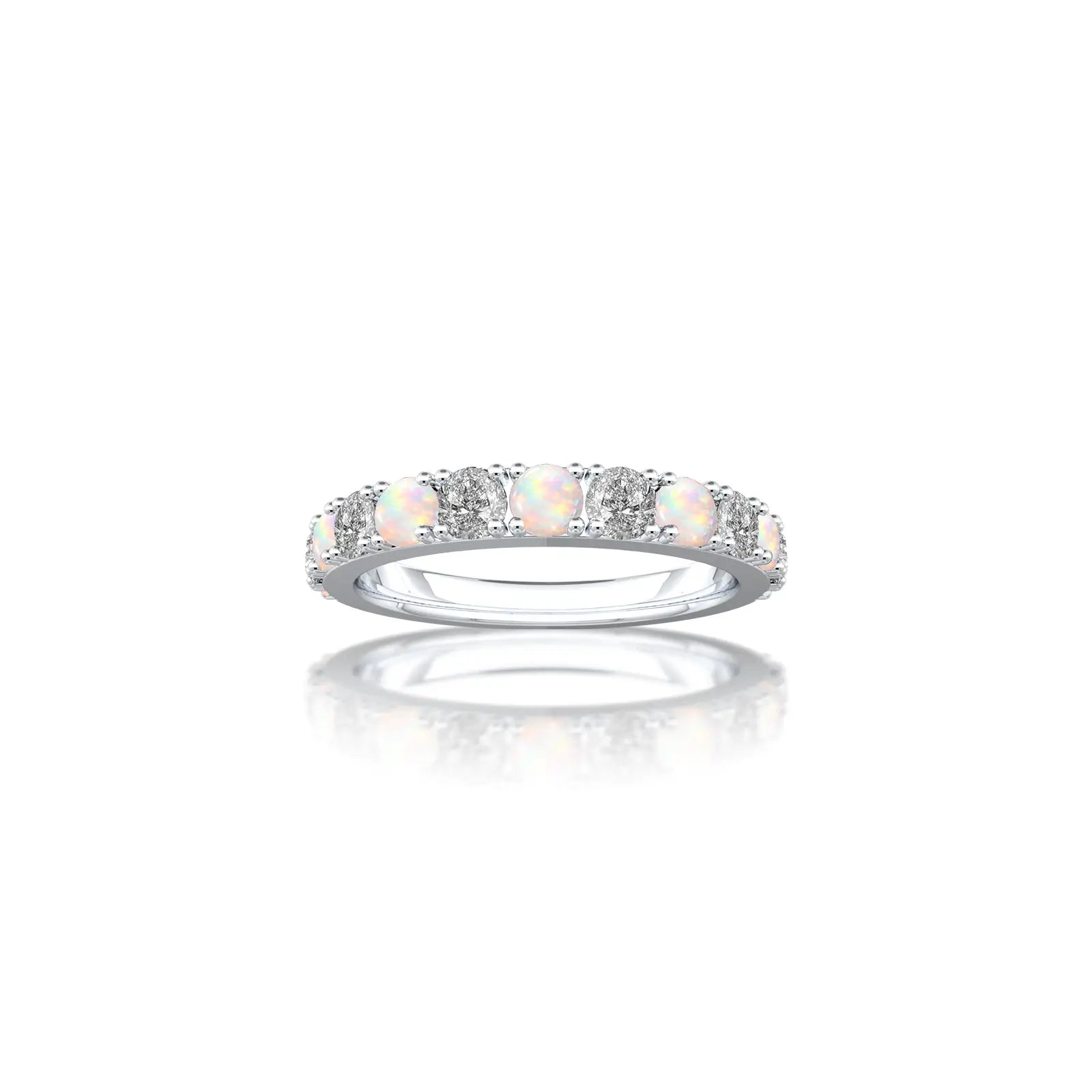 Opal Rhythm Ring With Diamonds white gold ring