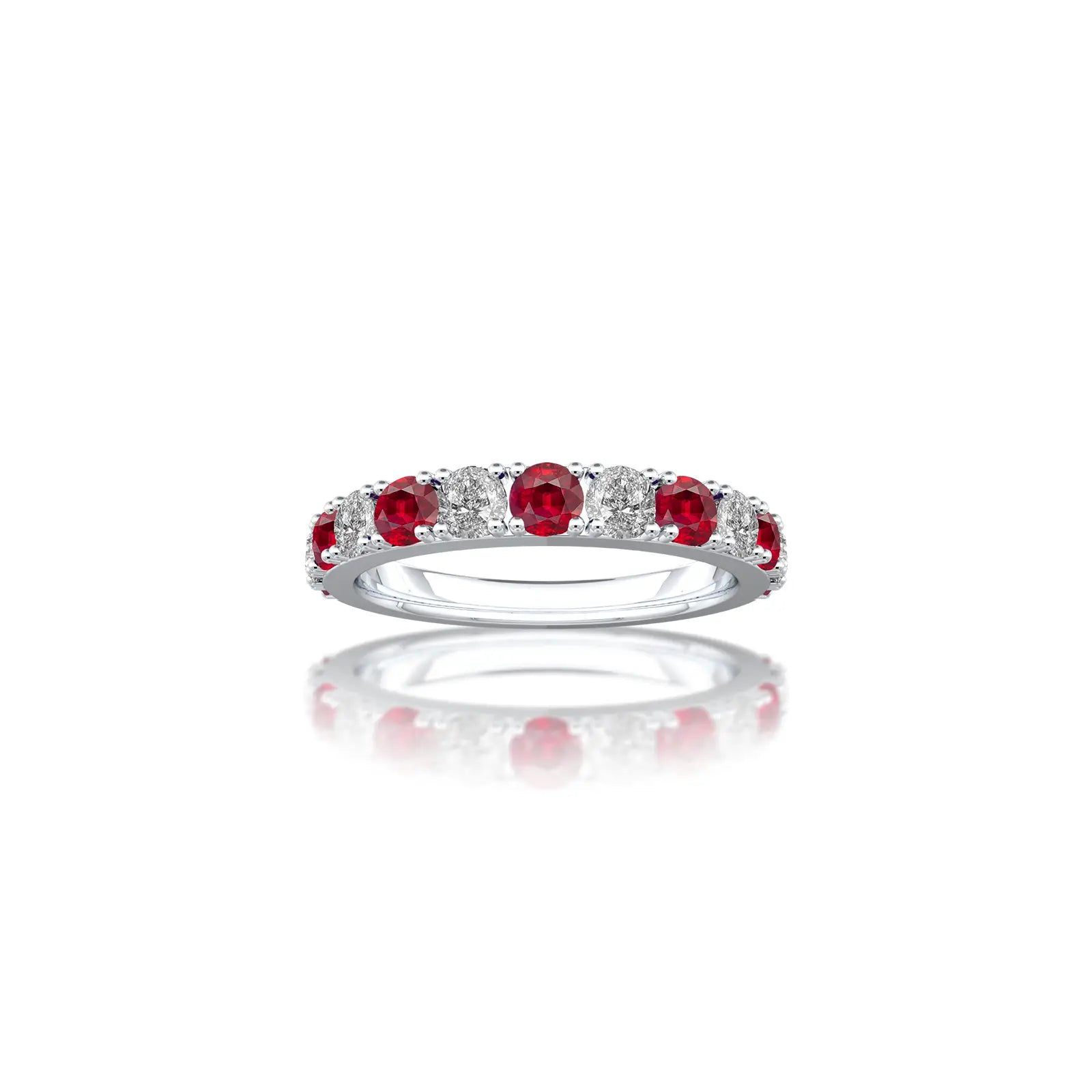 Opaque Ruby Rhythm Ring With Diamonds white gold