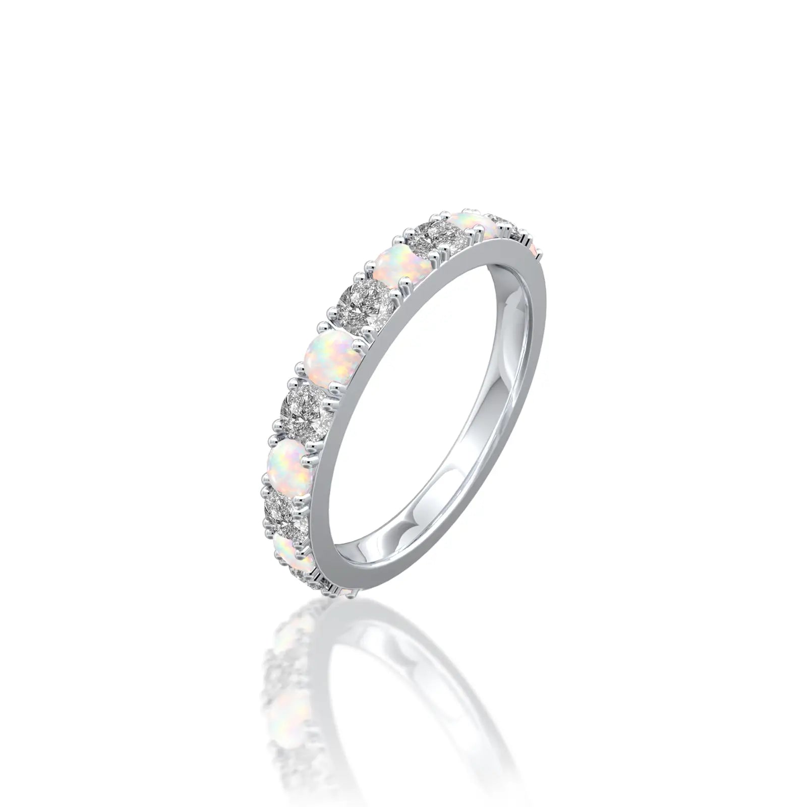 Opal Rhythm Ring With Diamonds for office and daily wear