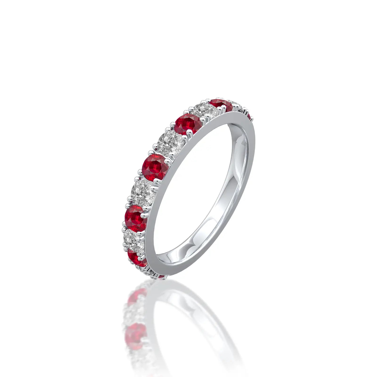 Opaque Ruby Rhythm Ring With Diamonds white gold ring
