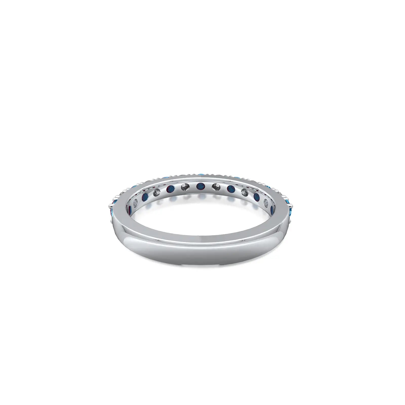 March Birthstone Swiss Blue Topaz Rhythm Ring With Diamonds