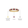 Trendy january birthstone garnet rhythm ring with diamonds descriptive image