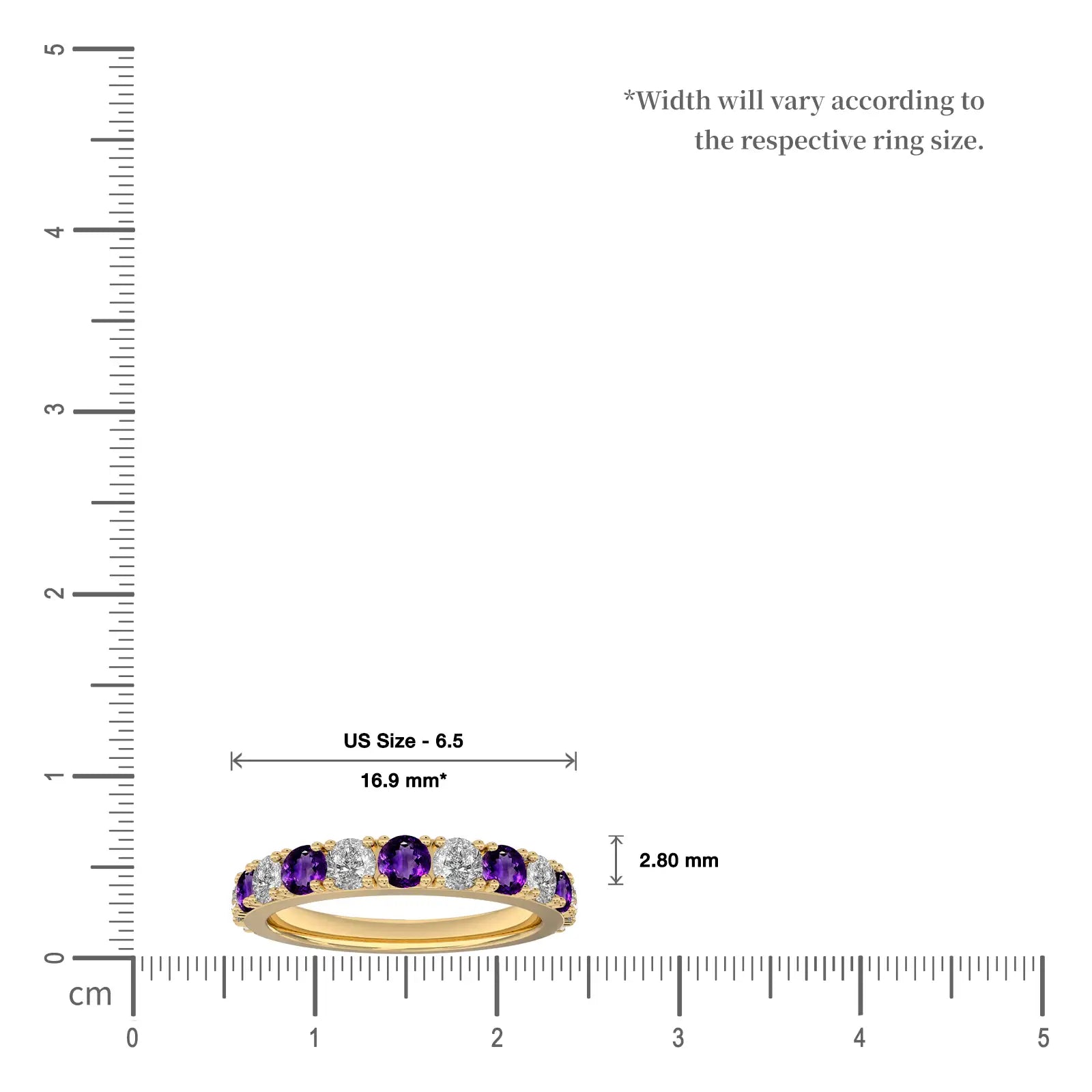 Stylish february birthstone half eternity amethyst ring scale image