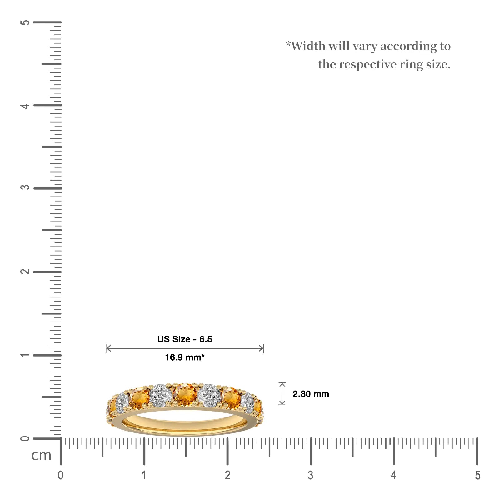 November birthstone citrine rhythm ring with diamonds valentine gift scale image