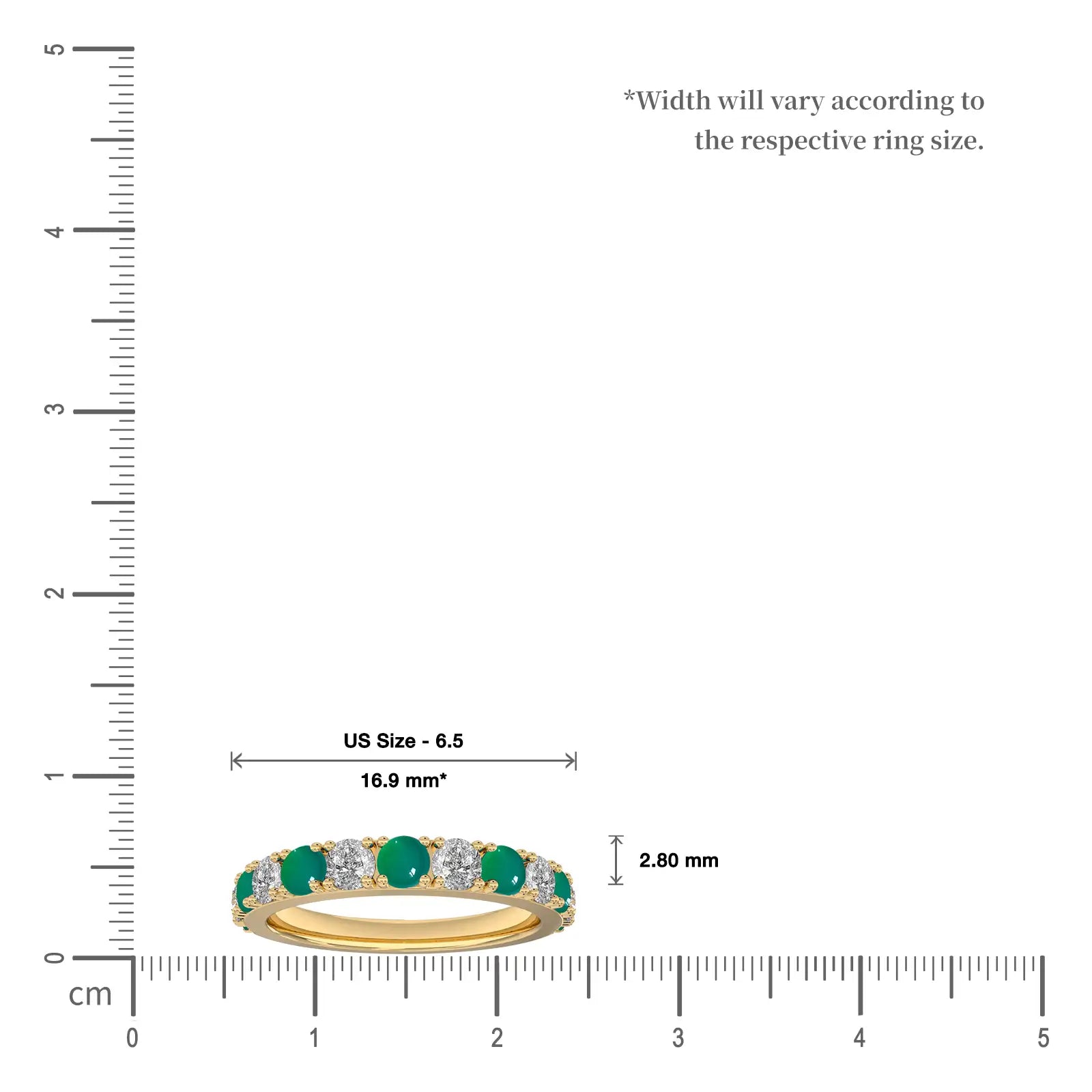 Trendy may birthstone green agate rhythm ring with diamonds scale image