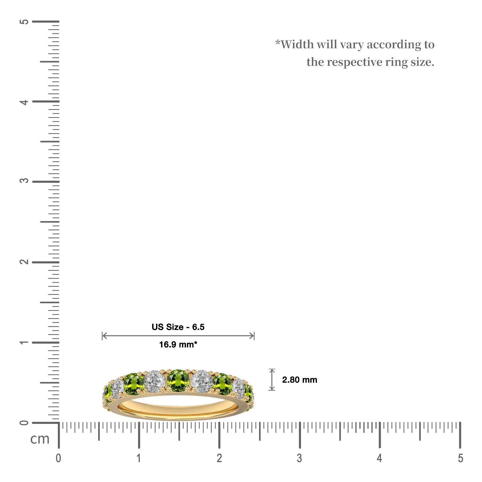 Peridot Rhythm Ring With Diamonds for gifting scale image