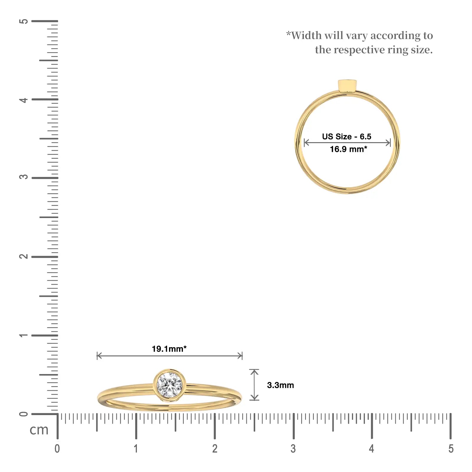 Scale image of Stylish The Yuan (缘) Solitaire Bezel Ring 