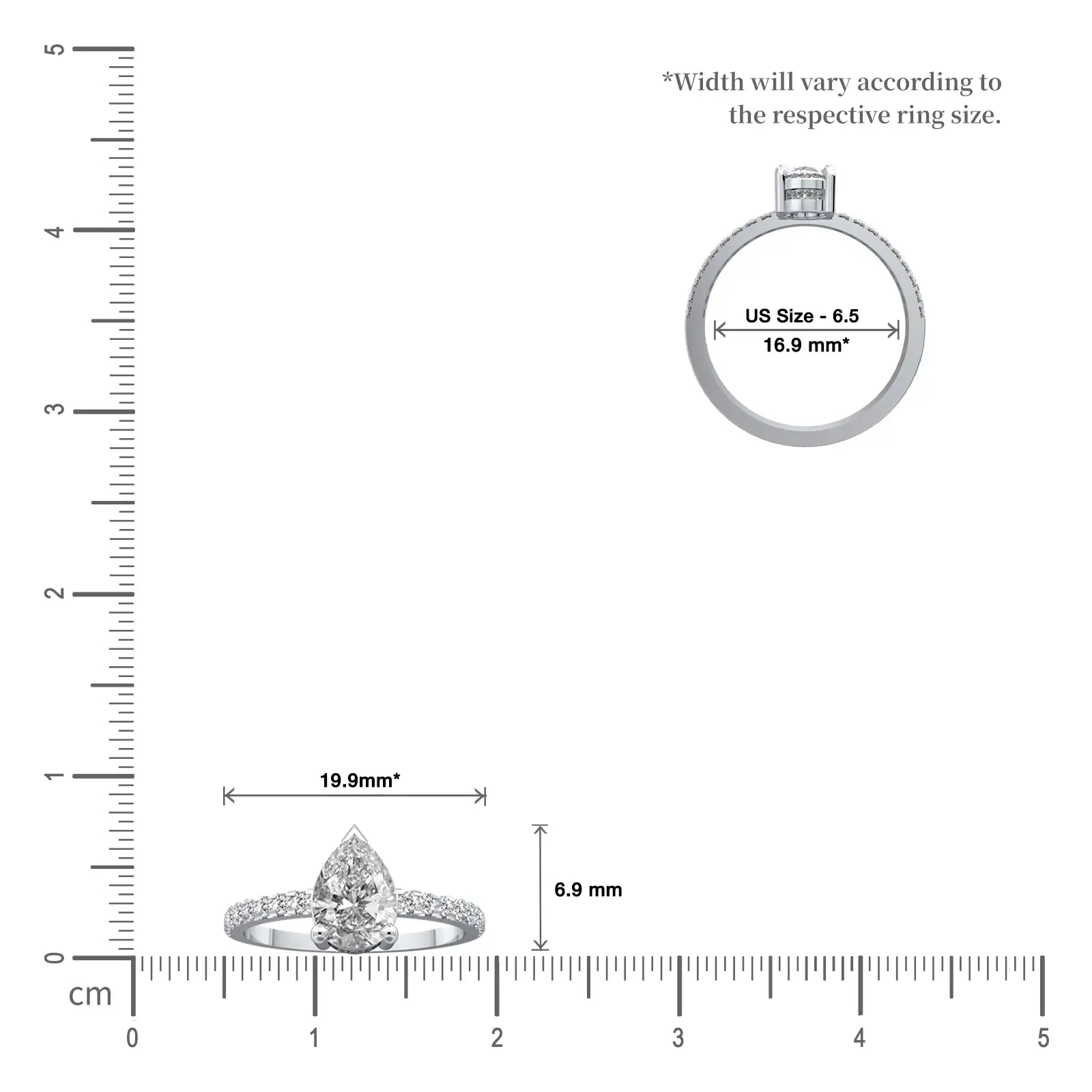 Scale image of Xi 禧 Pear Diamond Ring