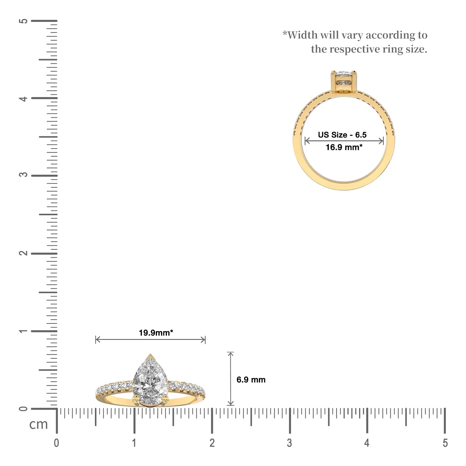 Scale image of Xi 禧 Pear Diamond Ring