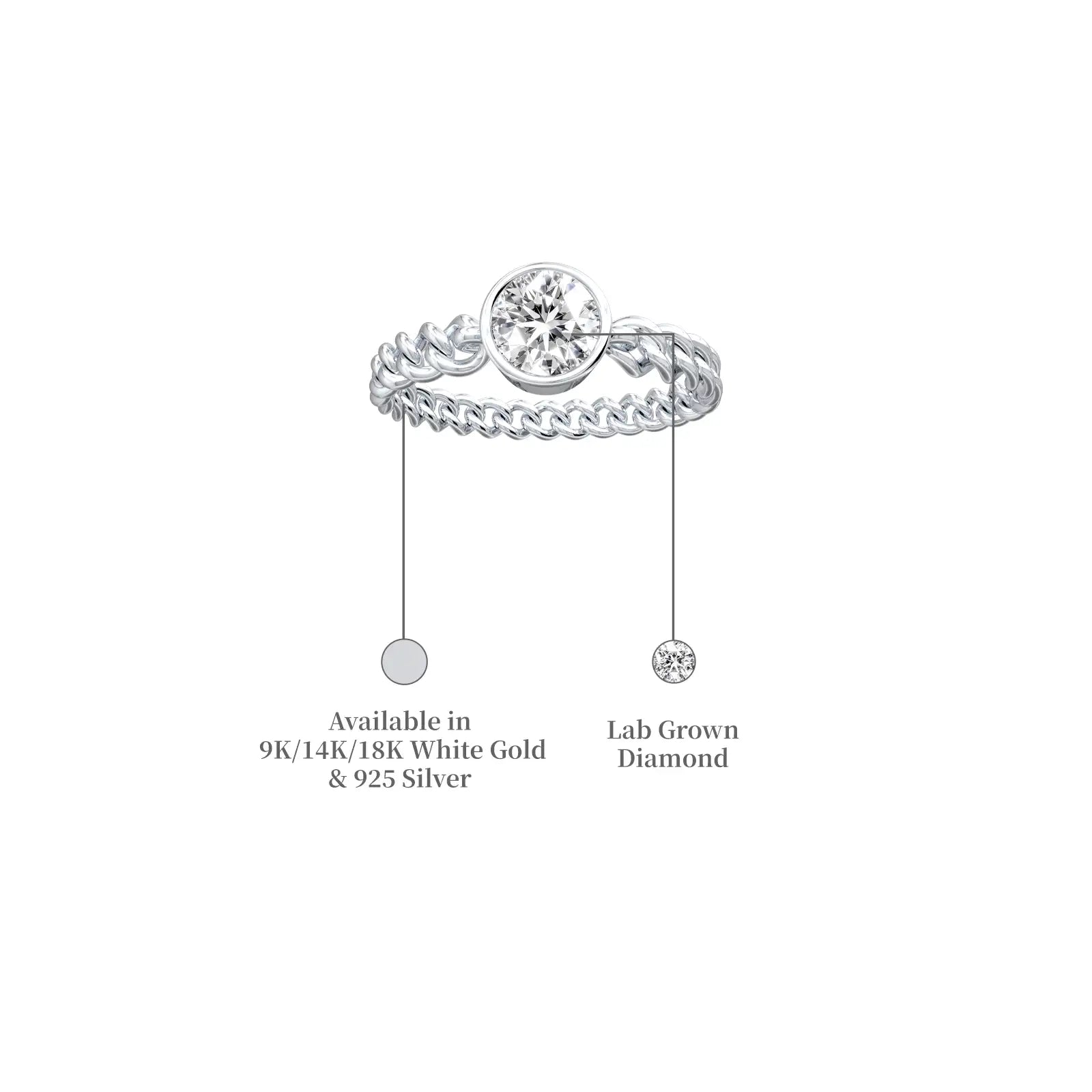 Details of Rong 荣 Chain Diamond Ring