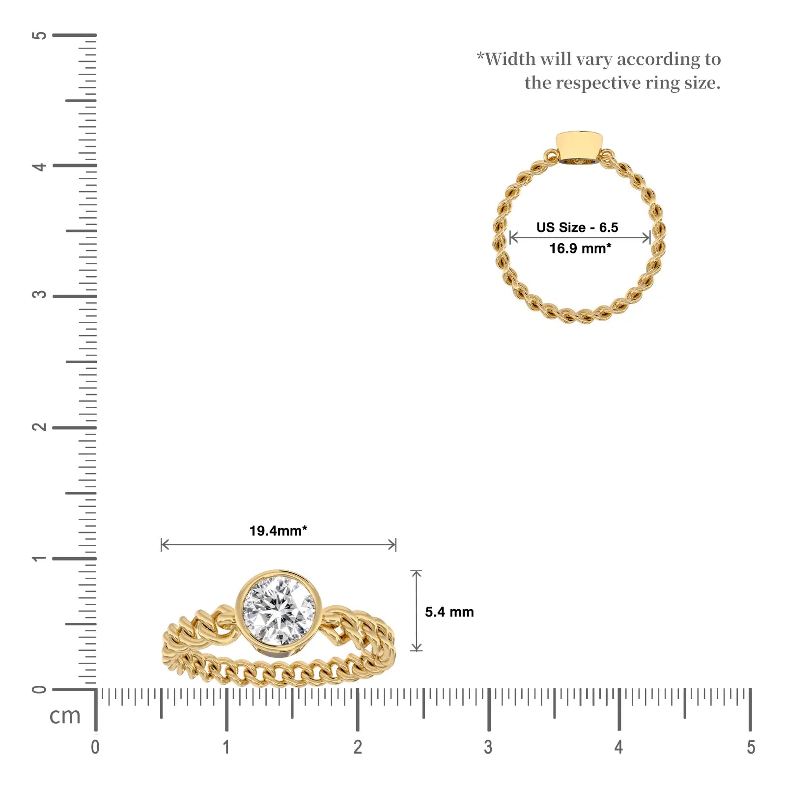 Scale image of Rong 荣 Chain Diamond Ring