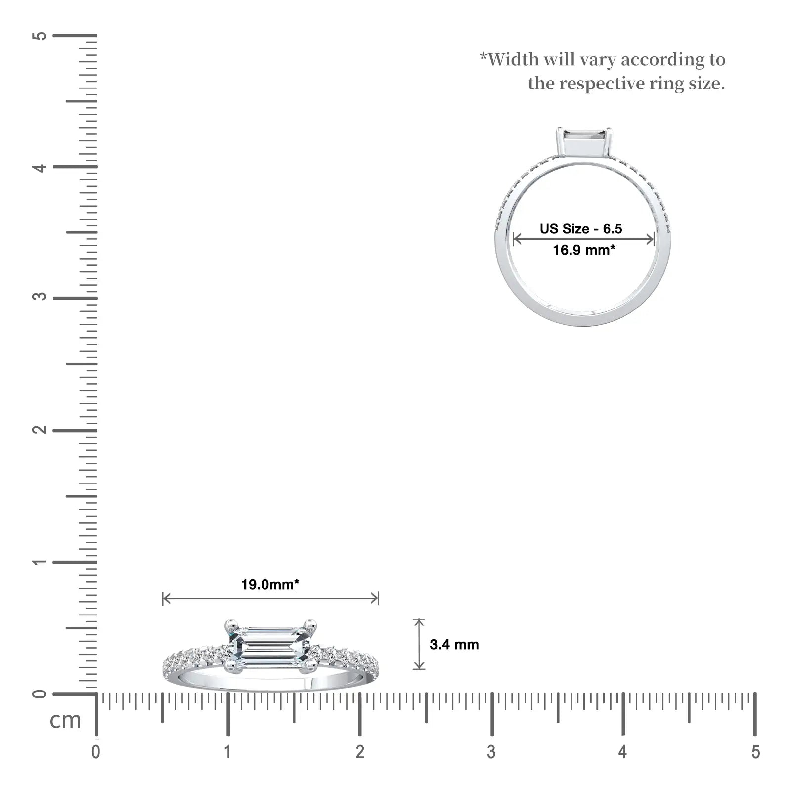 Scale image of Jing 镜 Baguette Diamond Ring