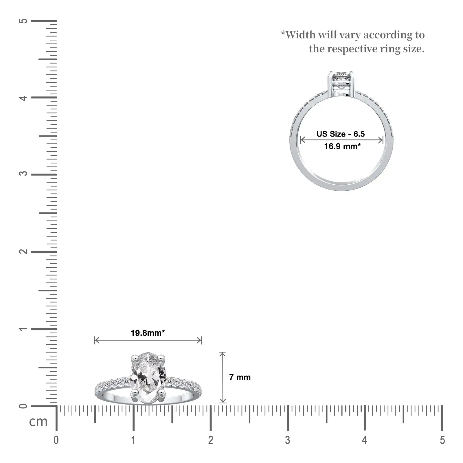 Scale image of Xi 熙 Modern Oval Diamond Ring