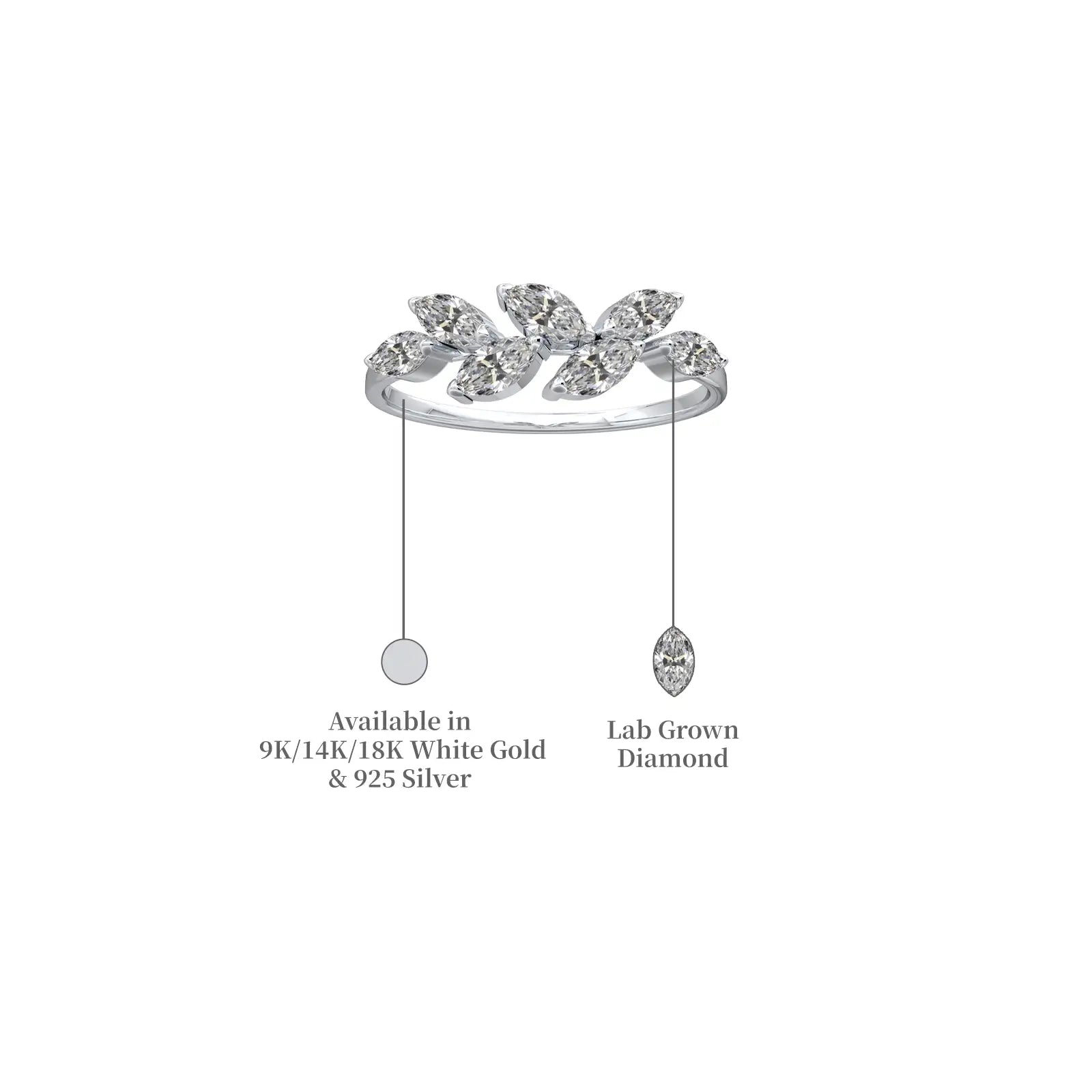 Details of Minimalist marquise diamond ring crafted for everyday sophistication.