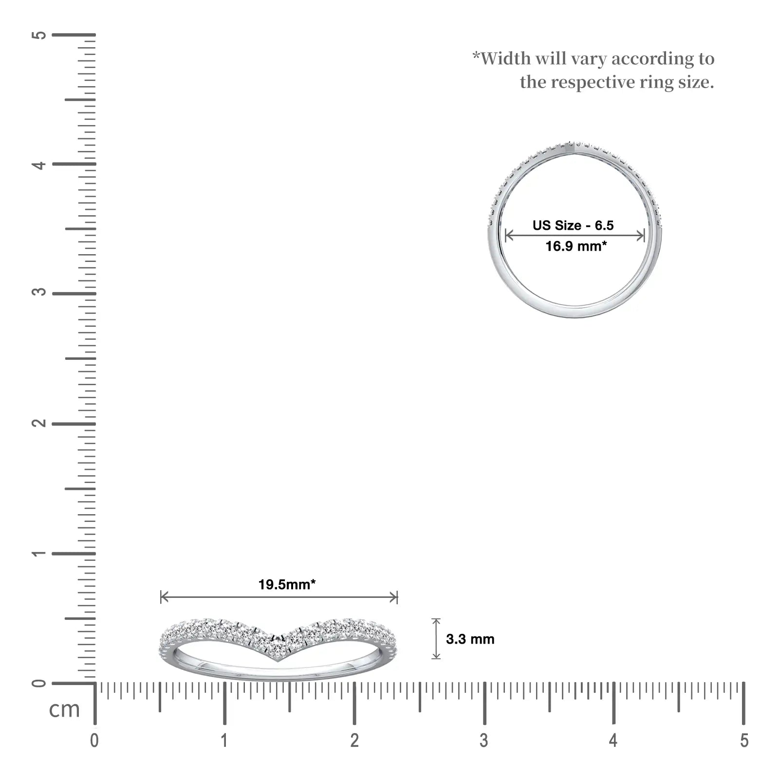 Scale image of Lumiere Chevron Diamond Ring