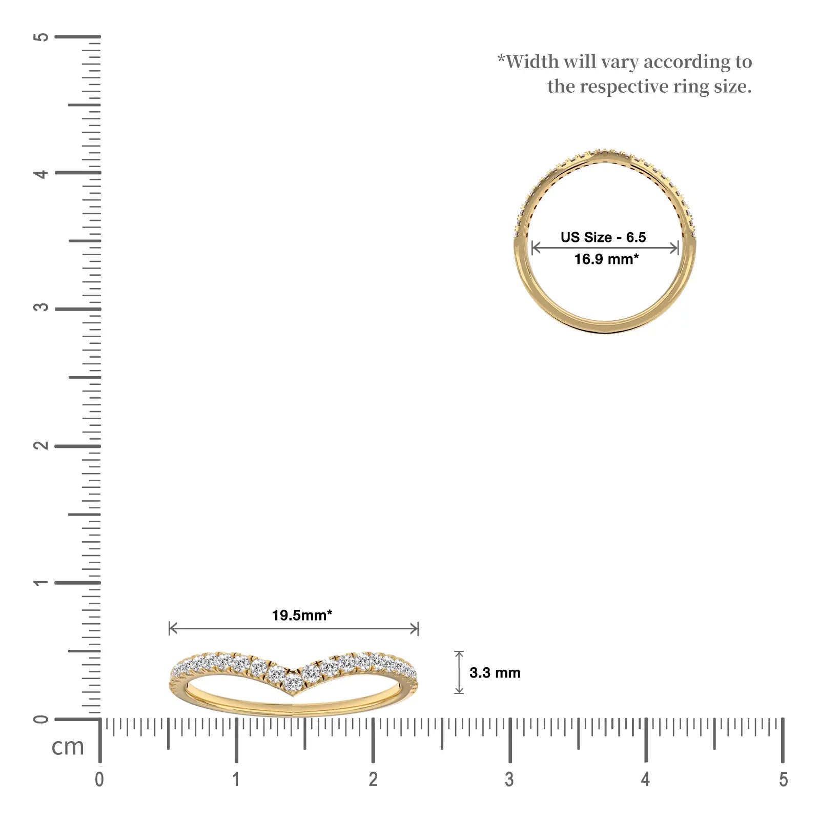 Scale image of Lumiere Chevron Diamond Ring