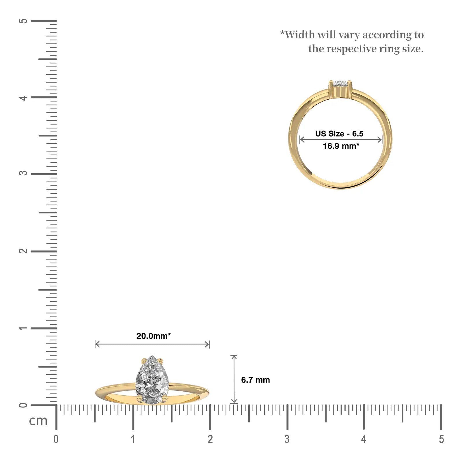 Scale image of Lian 涟 Pear Solitaire Diamond Ring
