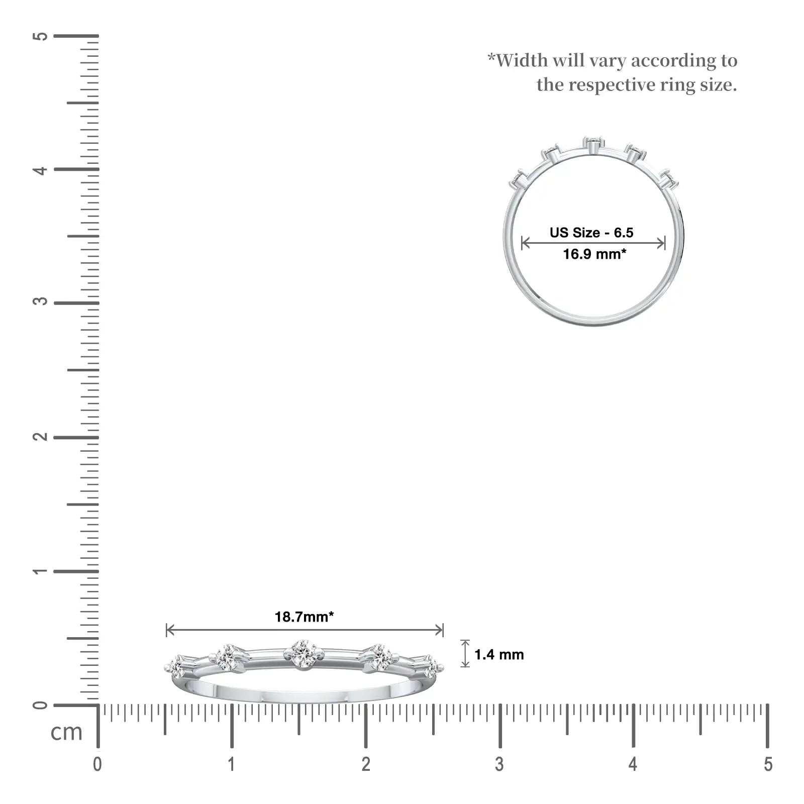 Scale image of Linear Quintet Diamond Ring