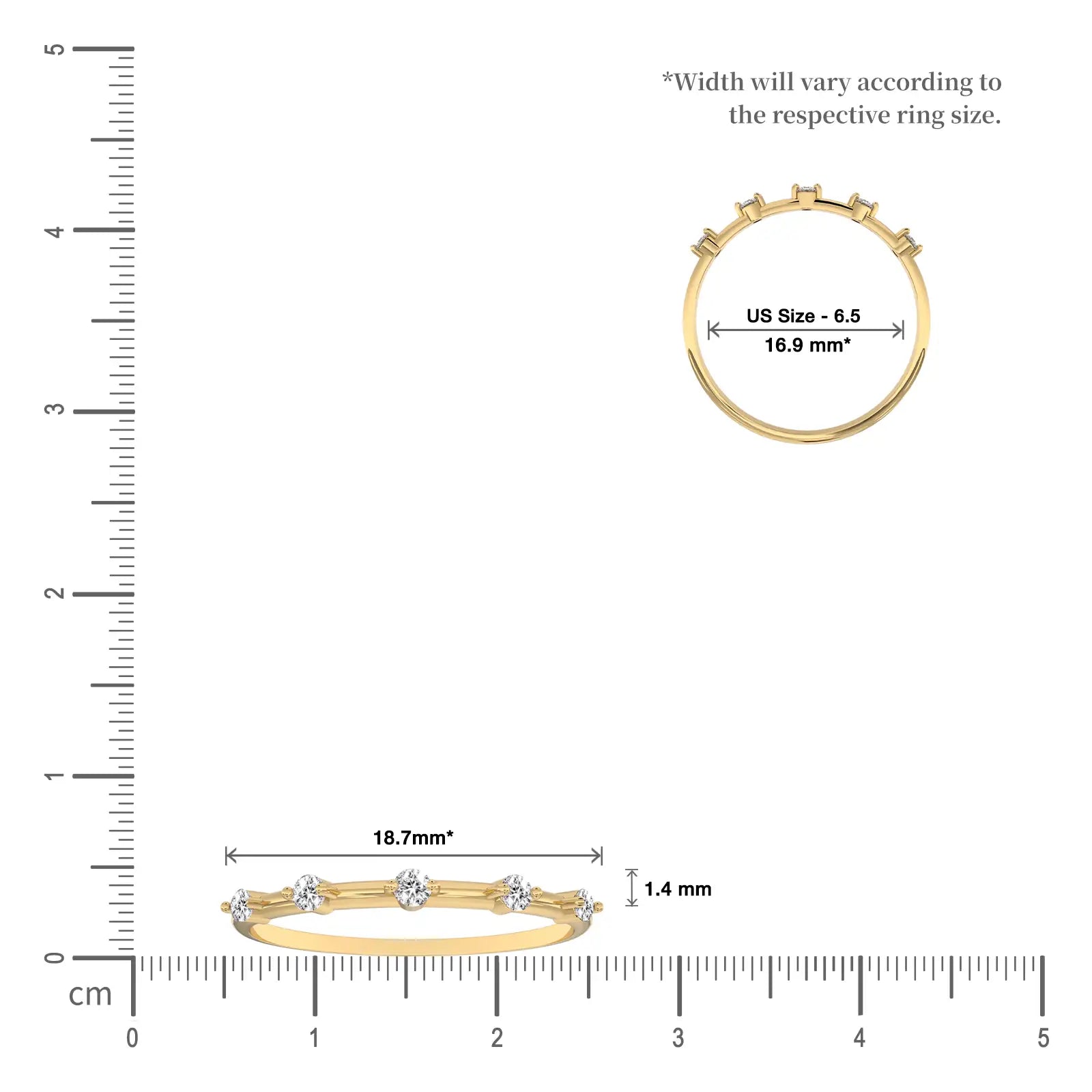 Scale image of Linear Quintet Diamond Ring