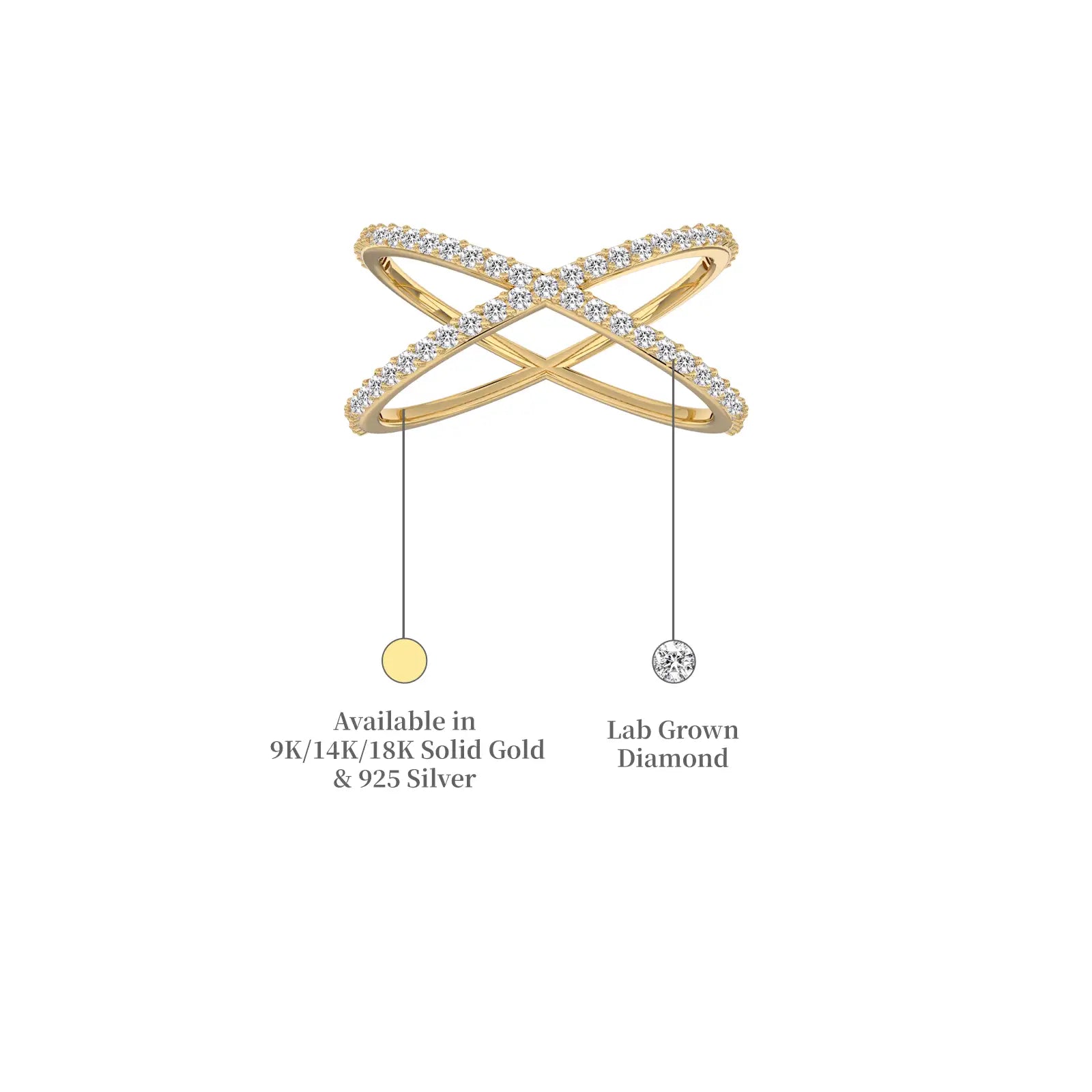 Details of Yuan 缘 Intersecting Diamond Criss-Cross Ring