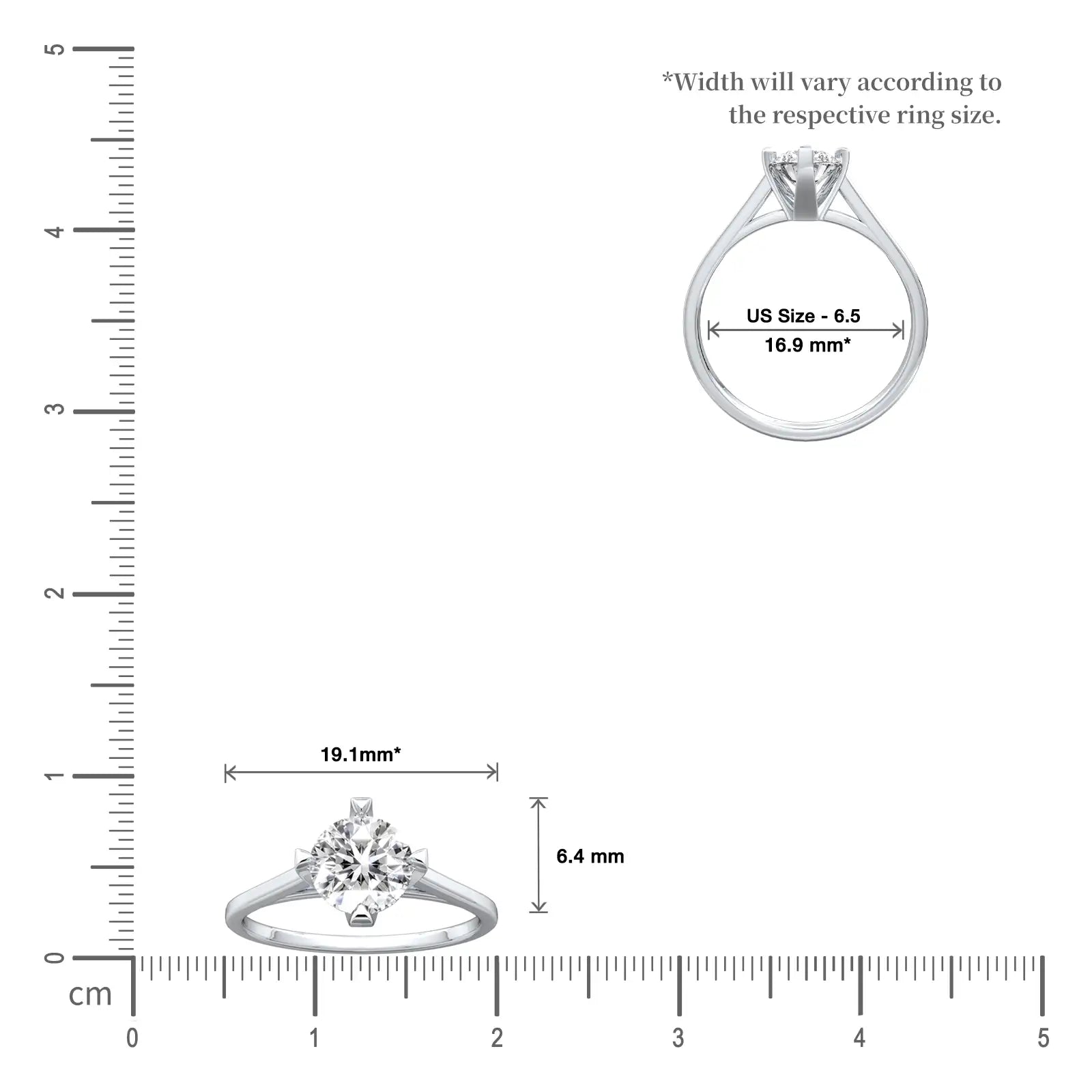Scale image of Aura Compass Solitaire Diamond Ring