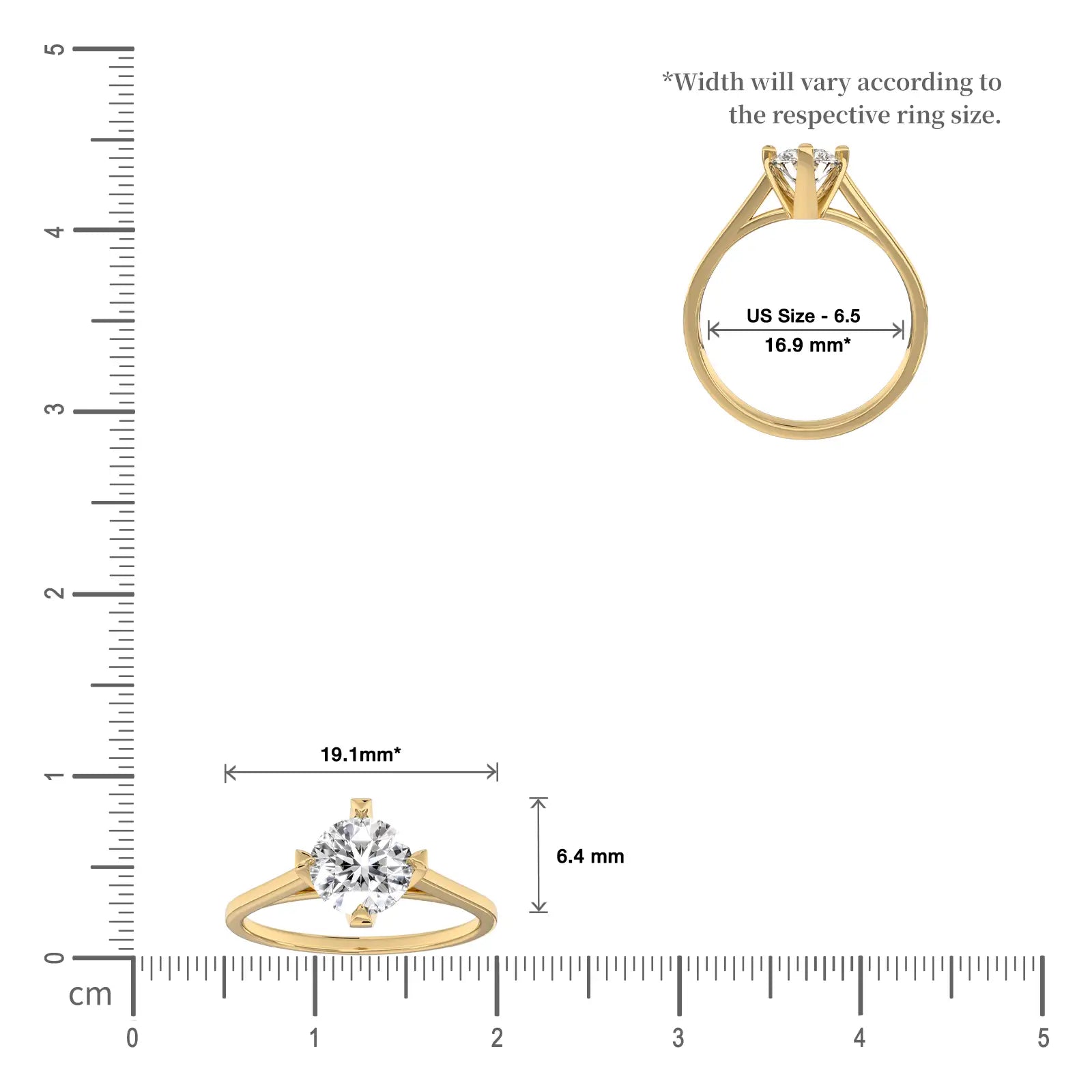 Scale image of Aura Compass Solitaire Diamond Ring