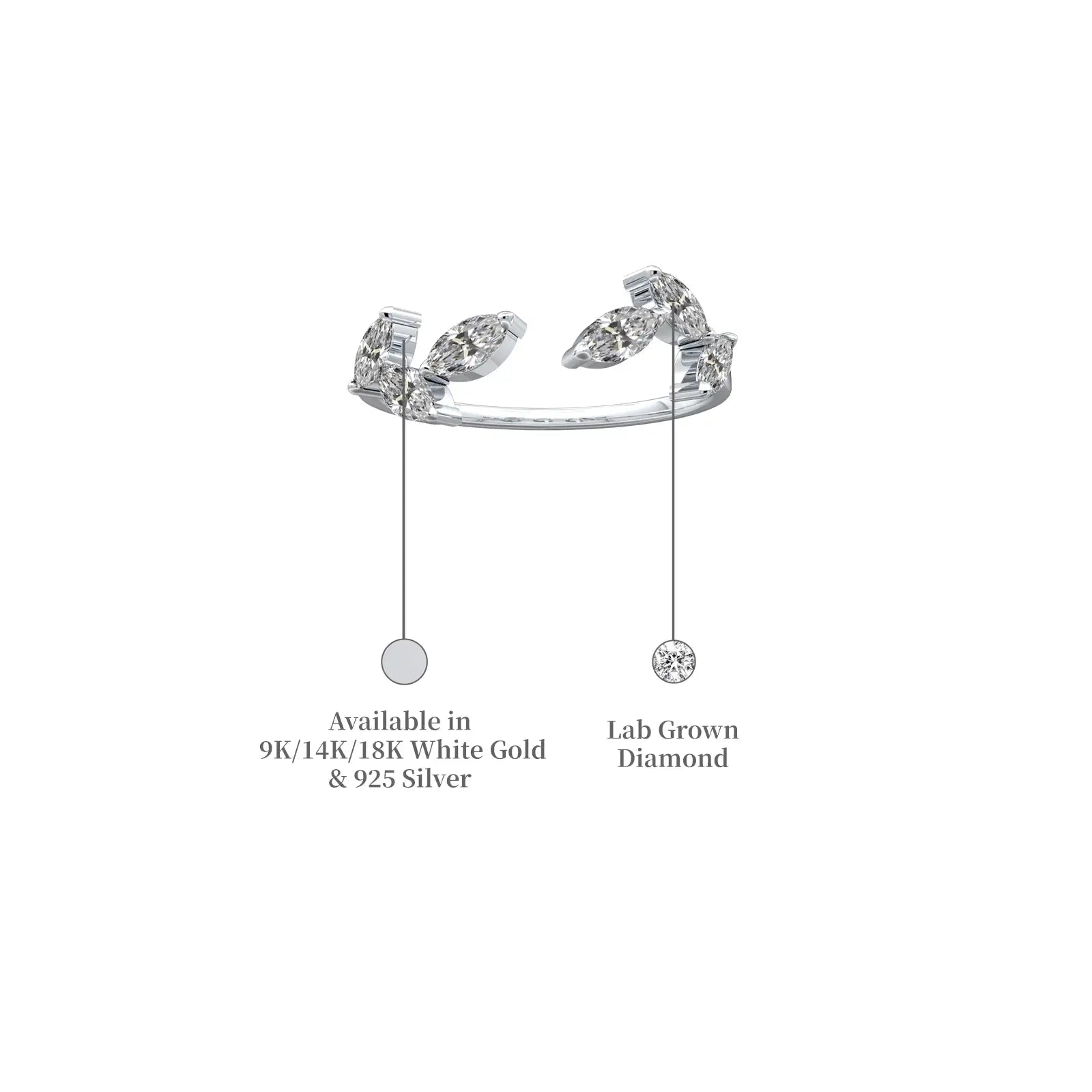 Details of Ye 叶 Open Top Marquise Diamond Ring