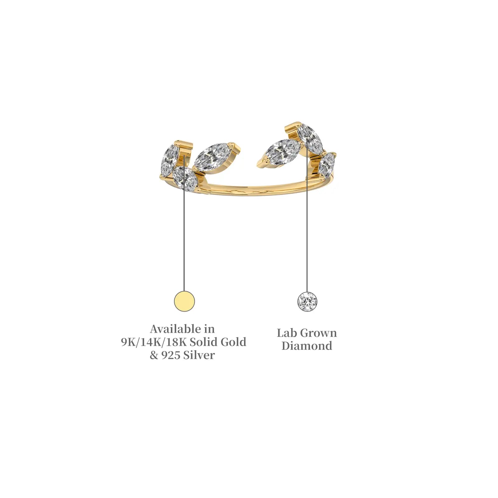 Details of Ye 叶 Open Top Marquise Diamond Ring