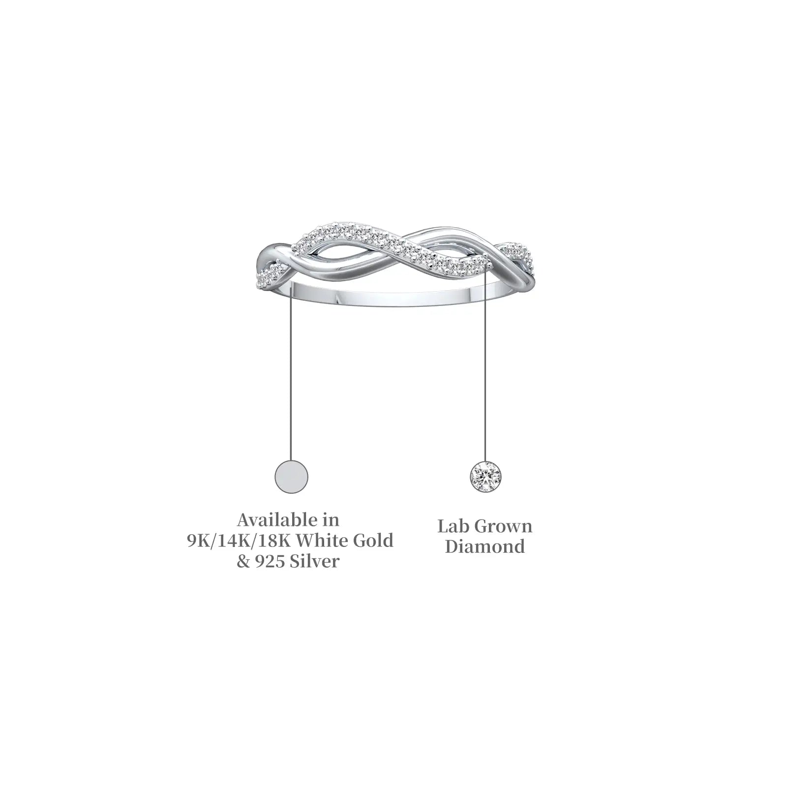 Details of Lian 连 Twisted Infinity Diamond Ring