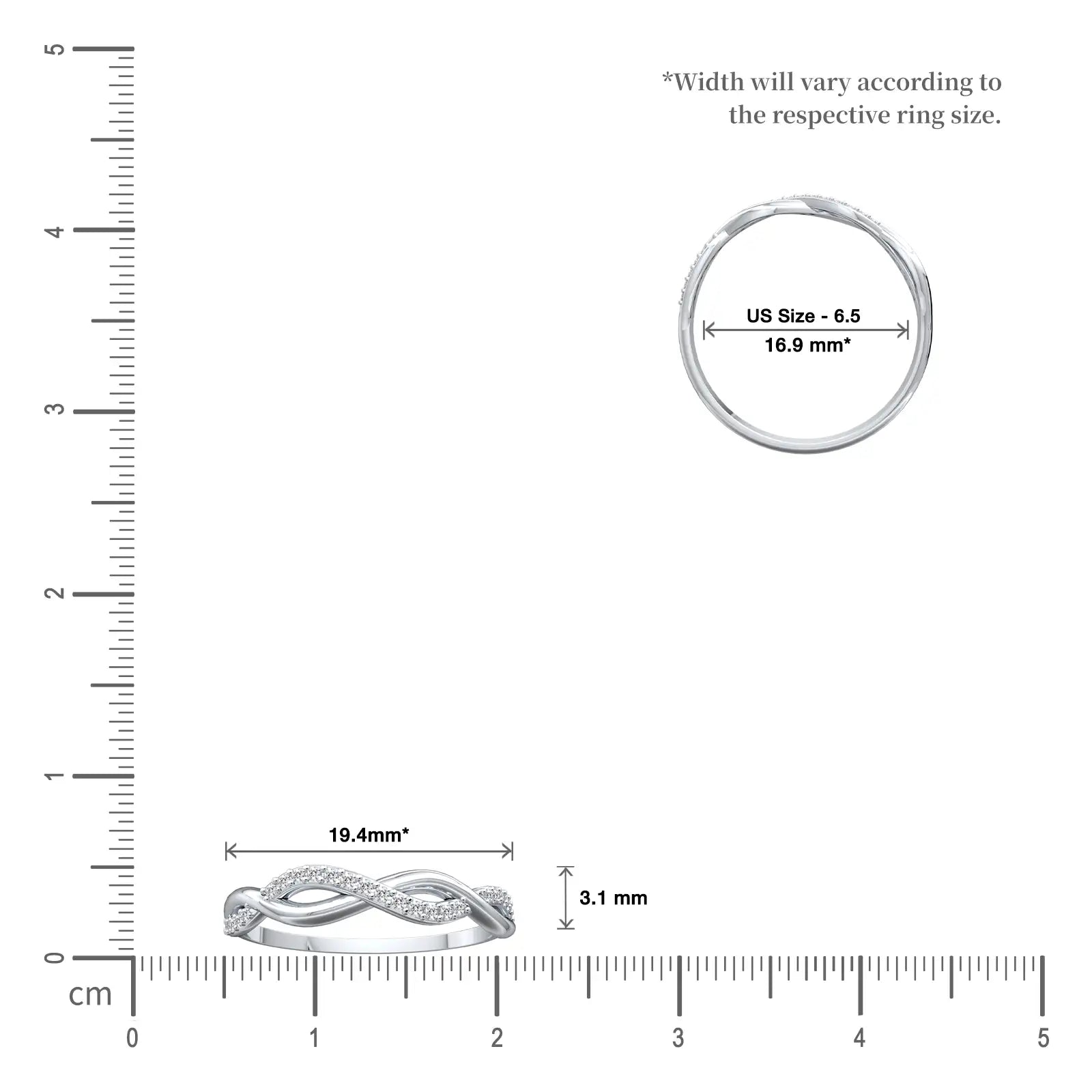 Scale image of Lian 连 Twisted Infinity Diamond Ring